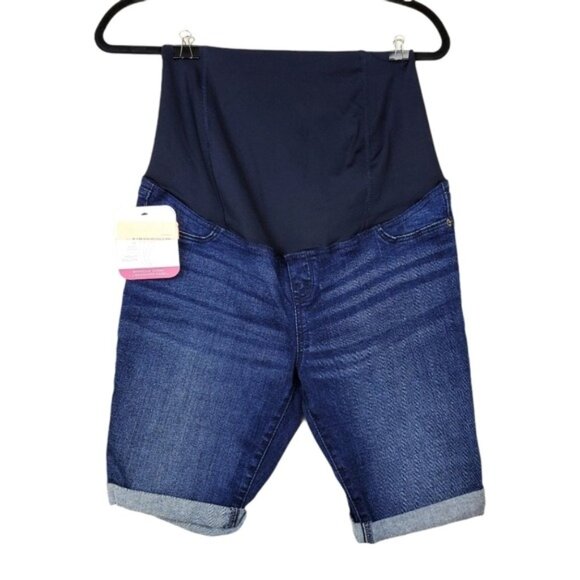 Isabel Maternity by Ingrid & Isabel Pants - Isabel Maternity Womens Crossover Panel Bermuda Denim Jean Shorts Size 6 NWT